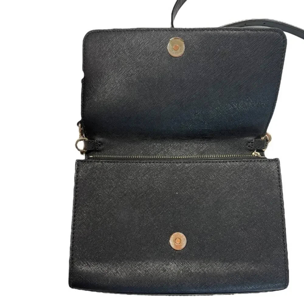 Tory Burch black leather crossbody neutral everyday purse casual